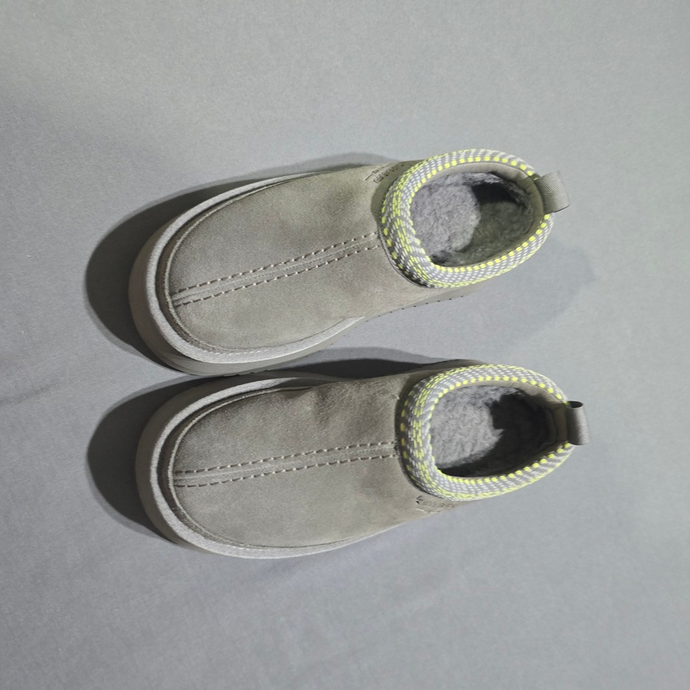 Koolaburra by UGG Burree Platform Slipper Women 5 Grey Suede Faux Fur 1123635